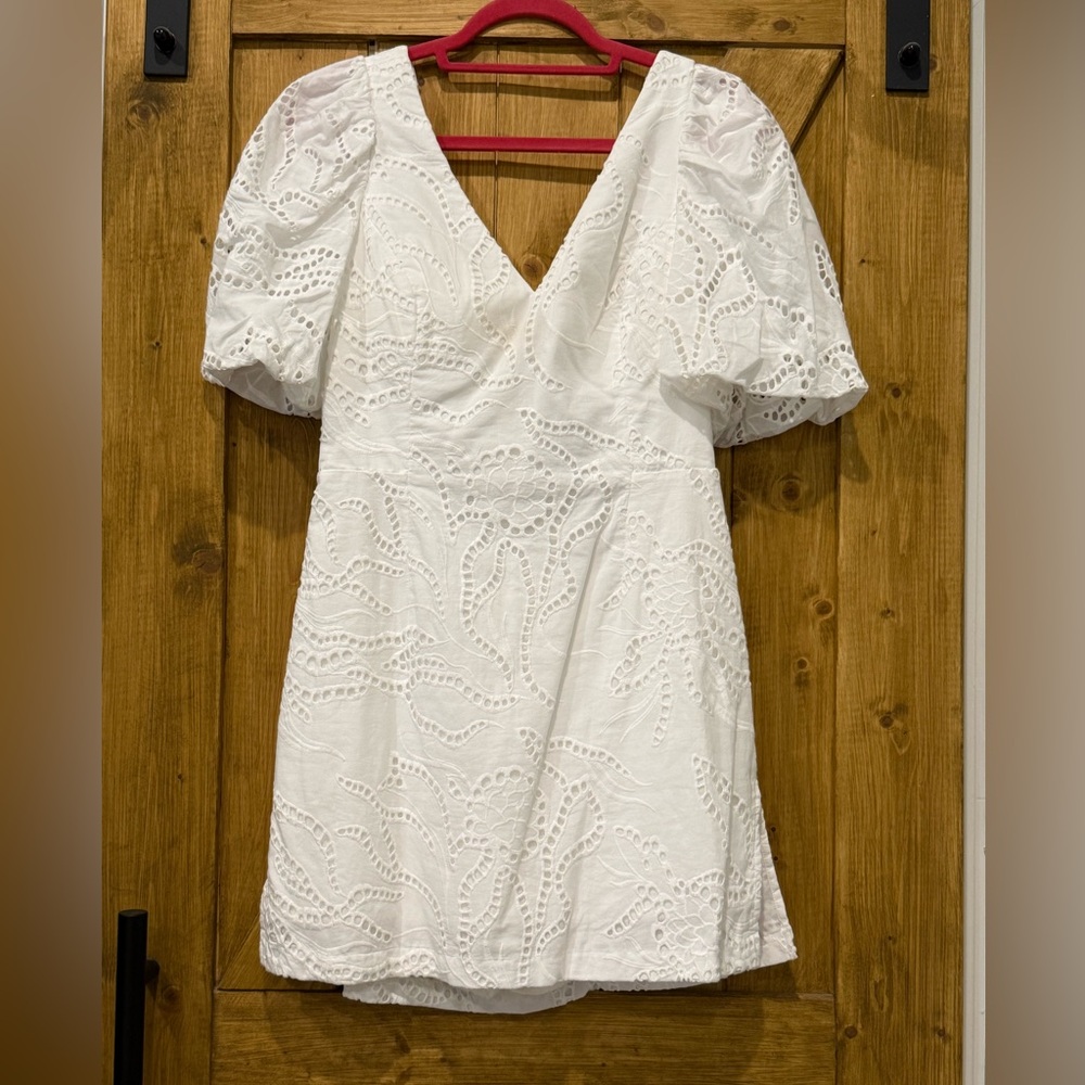 Lilly Pulitzer White Eyelet Puff Sleeve Mini Dress